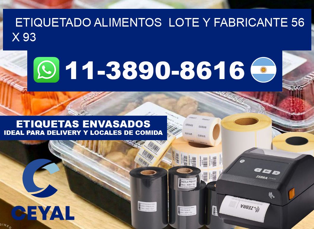 etiquetado alimentos  Lote y fabricante 56 x 93