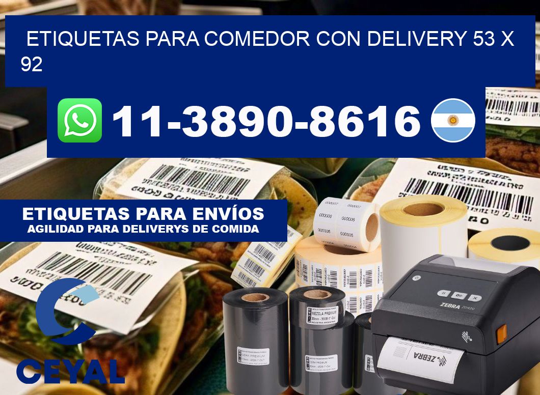 etiquetas para Comedor con delivery 53 x 92