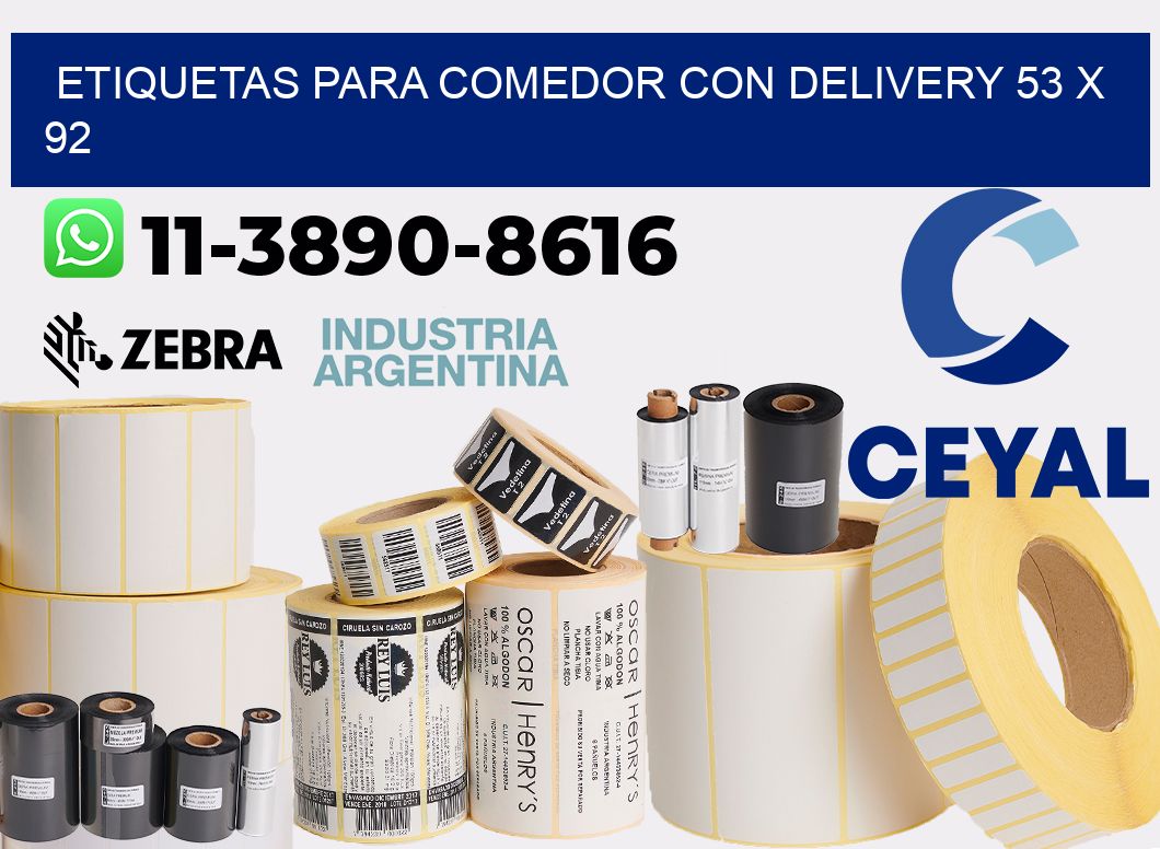 etiquetas para Comedor con delivery 53 x 92