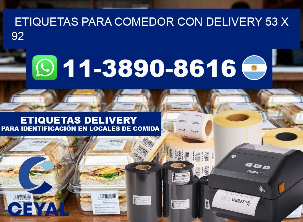 etiquetas para Comedor con delivery 53 x 92