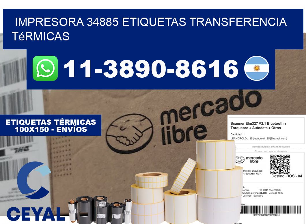 impresora 34885 etiquetas transferencia térmicas