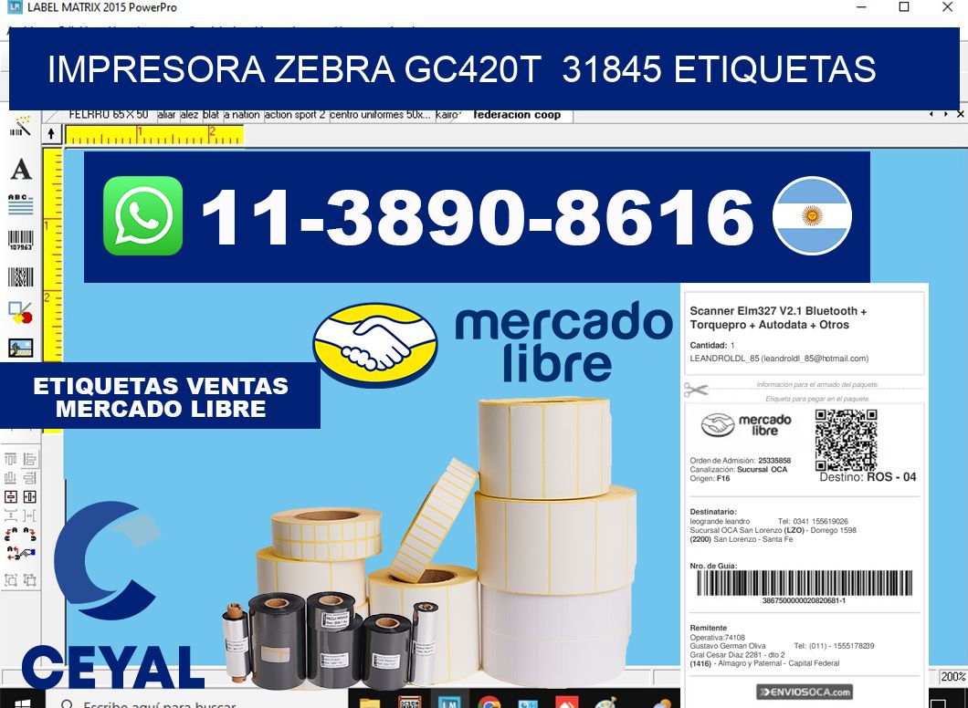 impresora zebra gc420t 31845 etiquetas