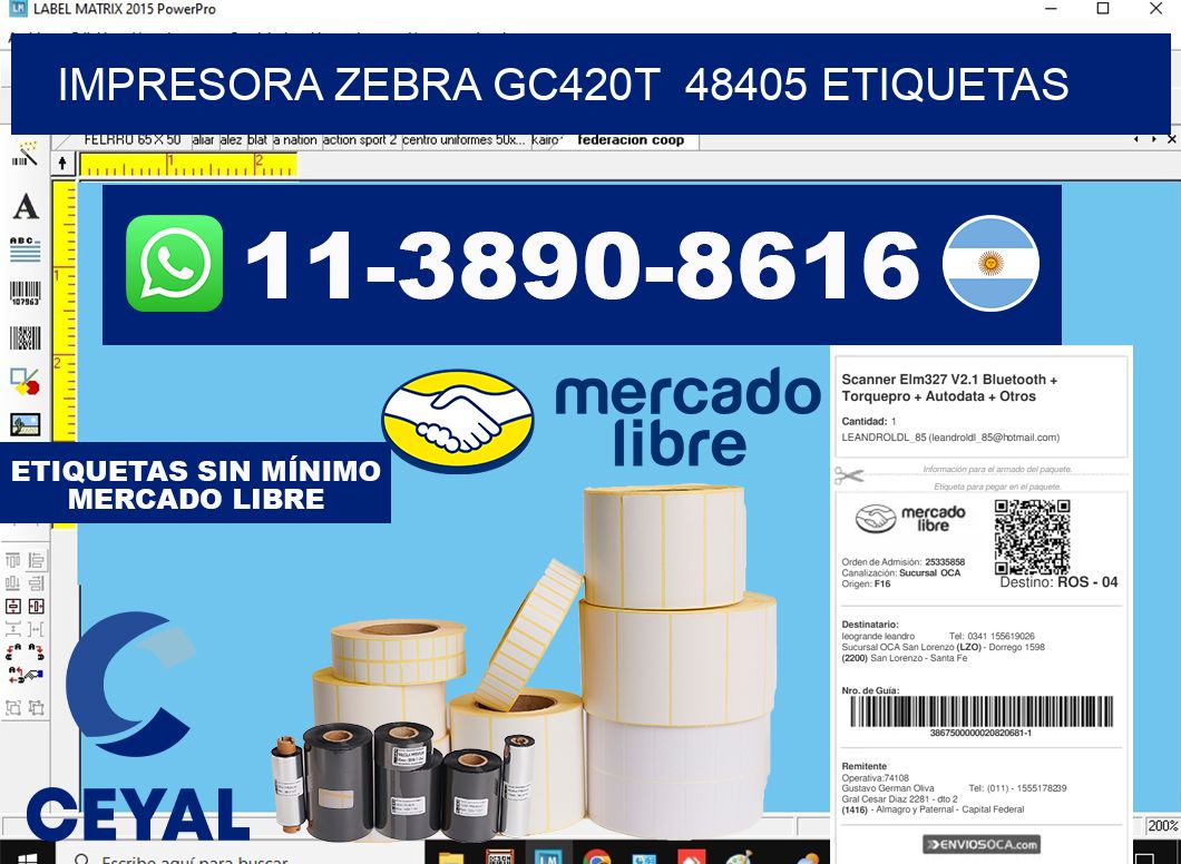 impresora zebra gc420t  48405 etiquetas
