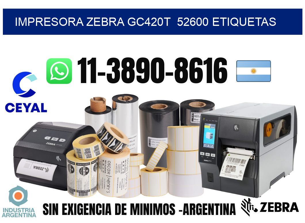 impresora zebra gc420t  52600 etiquetas