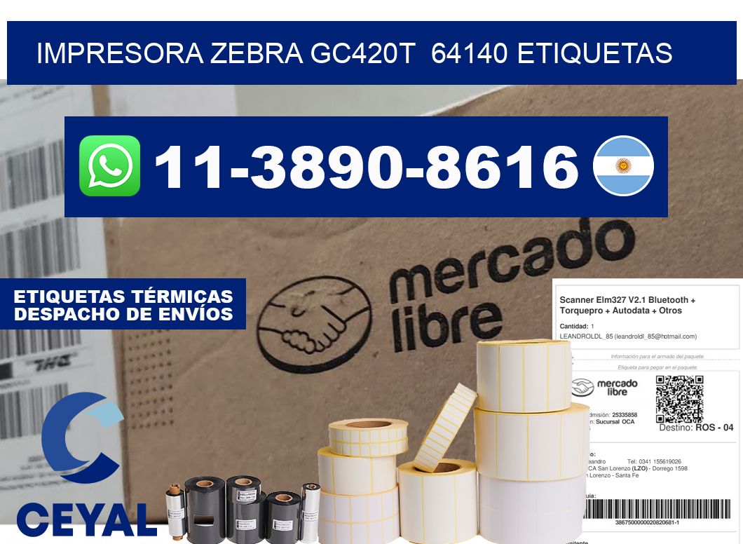 impresora zebra gc420t  64140 etiquetas