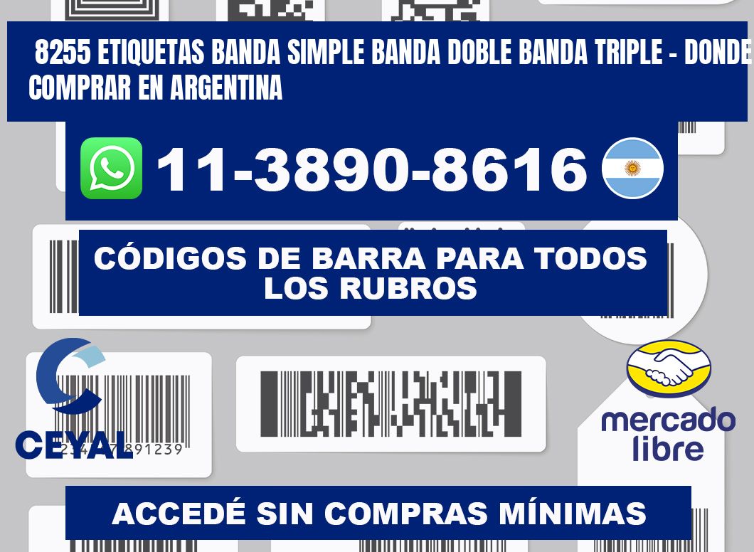 8255 etiquetas banda simple banda doble banda triple - Donde Comprar en Argentina