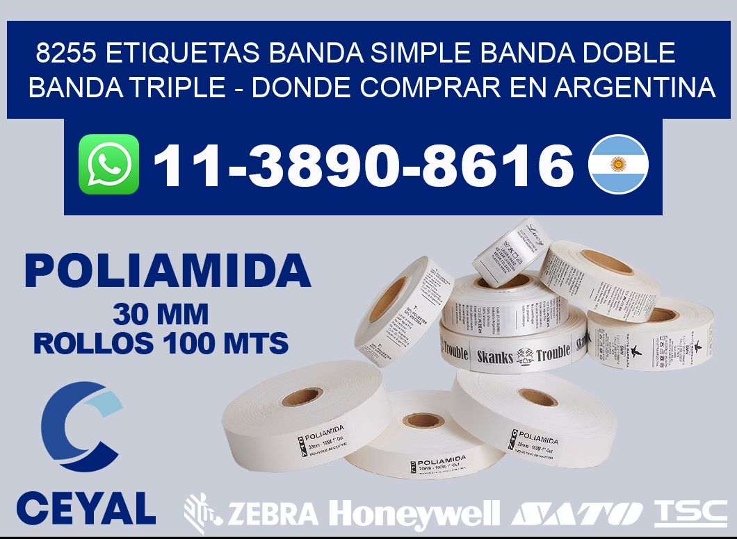8255 etiquetas banda simple banda doble banda triple - Donde Comprar en Argentina