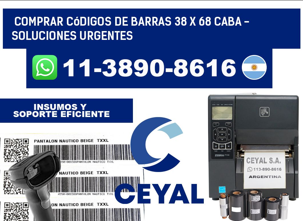 Comprar códigos de barras 38 x 68 CABA - soluciones urgentes