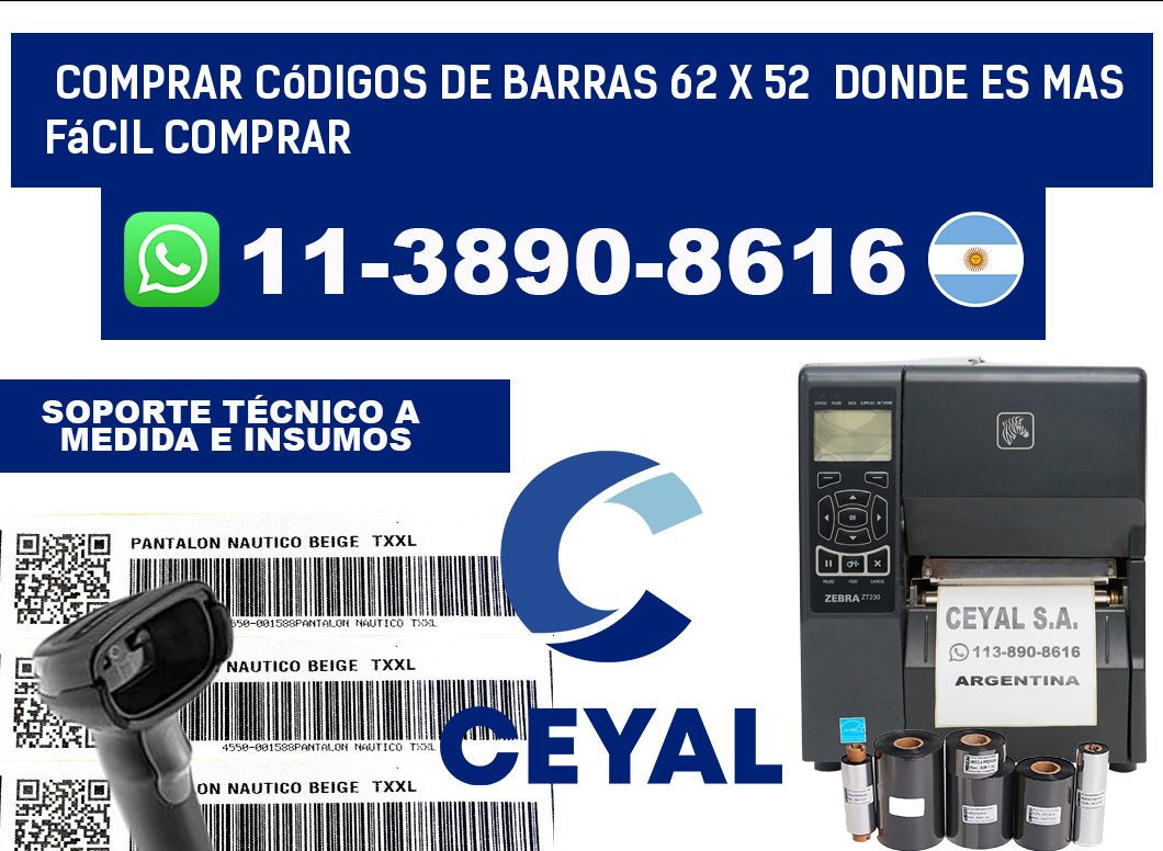 Comprar códigos de barras 62 x 52  Donde es mas fácil comprar