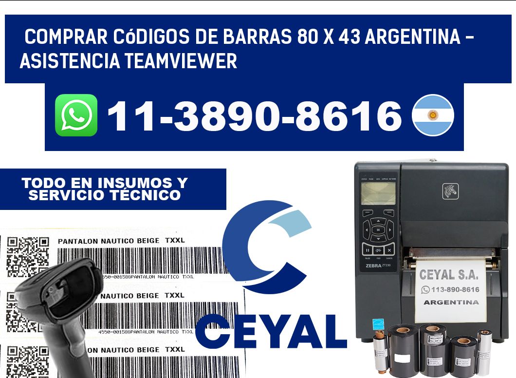 Comprar códigos de barras 80 x 43 argentina - asistencia teamviewer