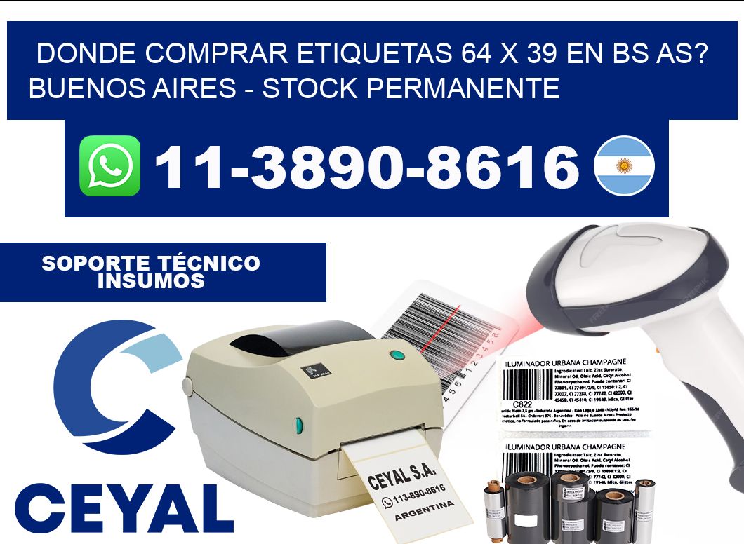 Donde Comprar etiquetas 64 x 39 en BS AS? Buenos Aires - Stock permanente