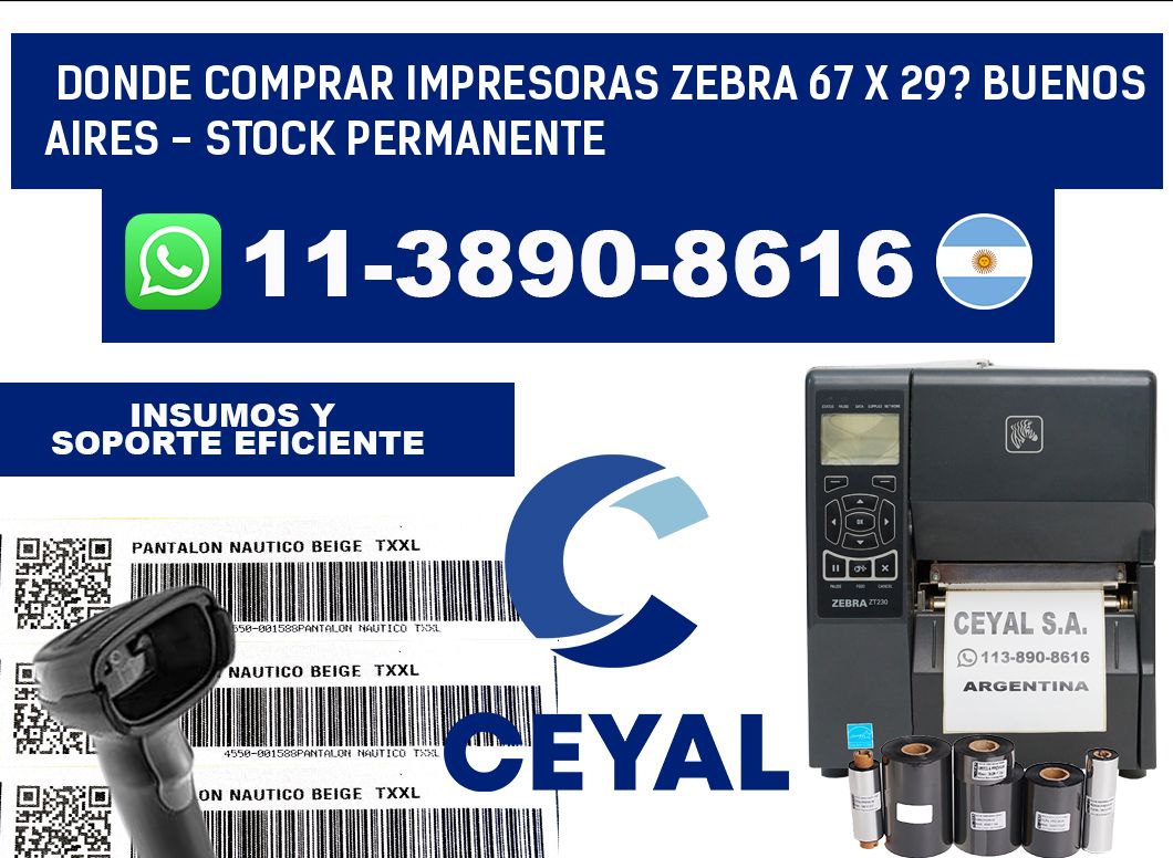 Donde Comprar impresoras zebra 67 x 29? Buenos Aires - Stock permanente
