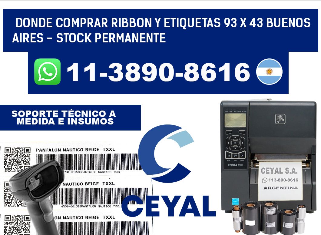 Donde Comprar ribbon y etiquetas 93 x 43 Buenos Aires - Stock permanente