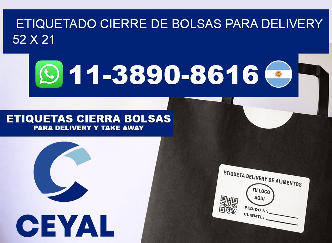 ETIQUETADO CIERRE DE BOLSAS PARA DELIVERY 52 x 21