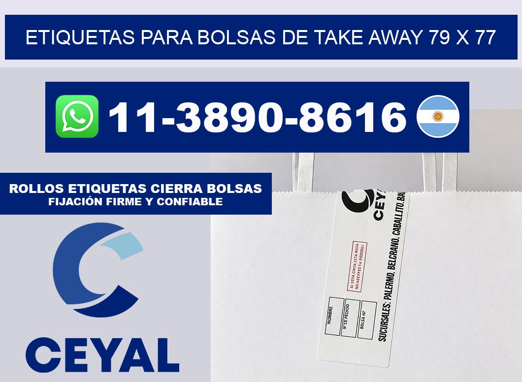 ETIQUETAS PARA BOLSAS DE TAKE AWAY 79 x 77