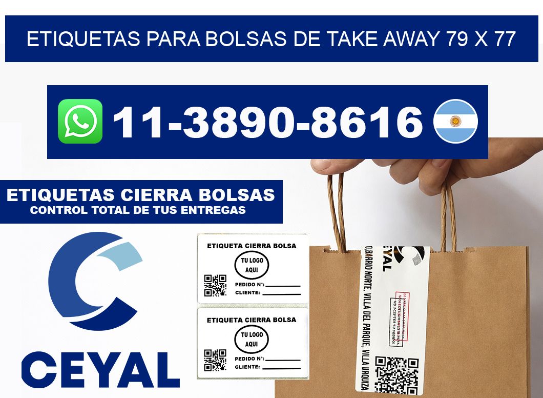 ETIQUETAS PARA BOLSAS DE TAKE AWAY 79 x 77