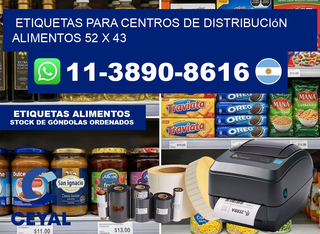 Etiquetas para centros de distribución alimentos 52 x 43