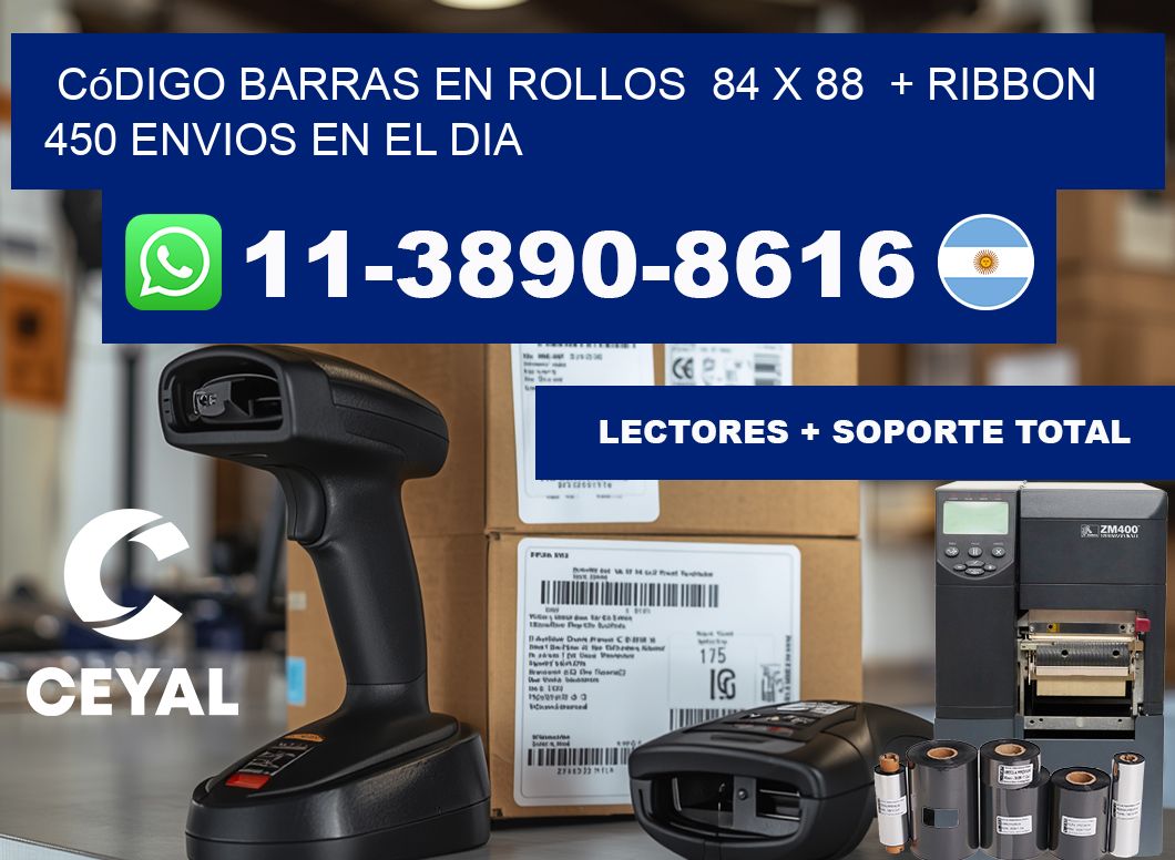 código barras en rollos  84 x 88  + ribbon  450 Envios en el dia