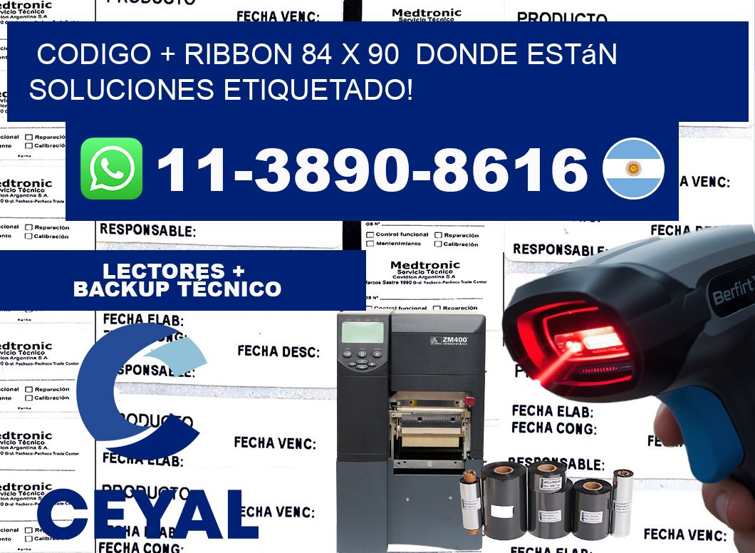 codigo + ribbon 84 x 90  donde están soluciones etiquetado!