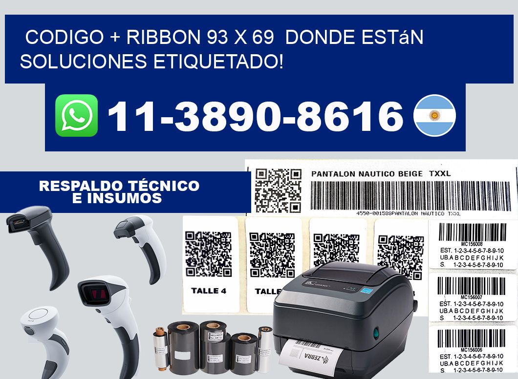 codigo + ribbon 93 x 69  donde están soluciones etiquetado!