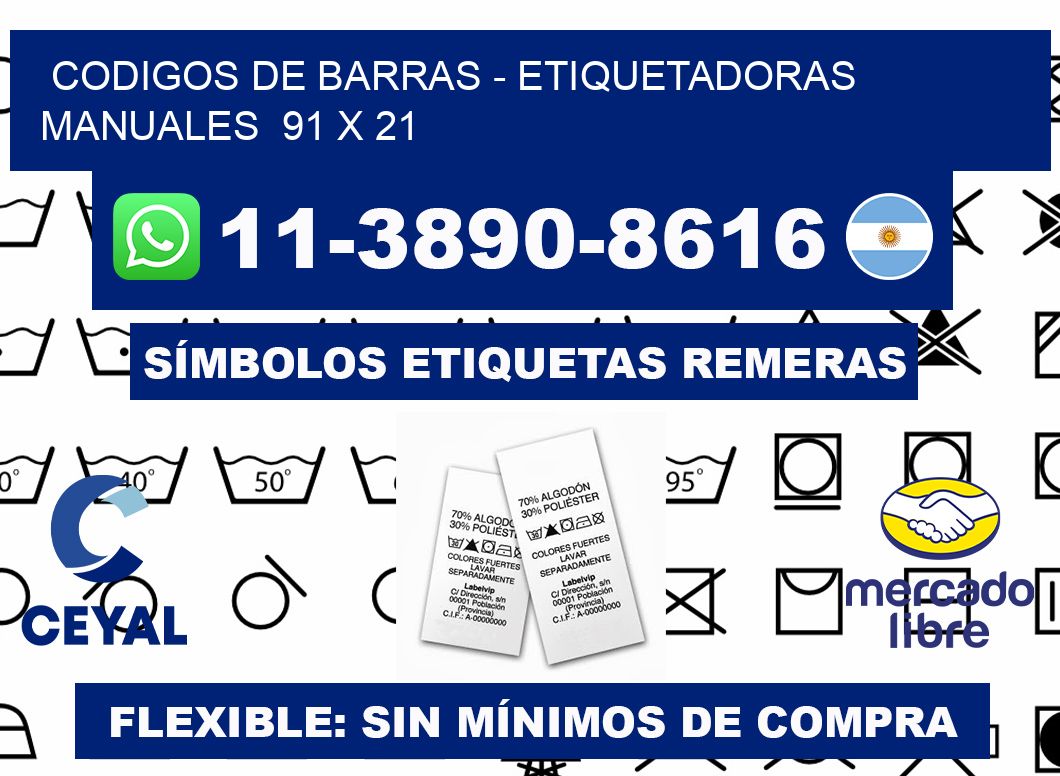 codigos de barras - Etiquetadoras Manuales  91 x 21