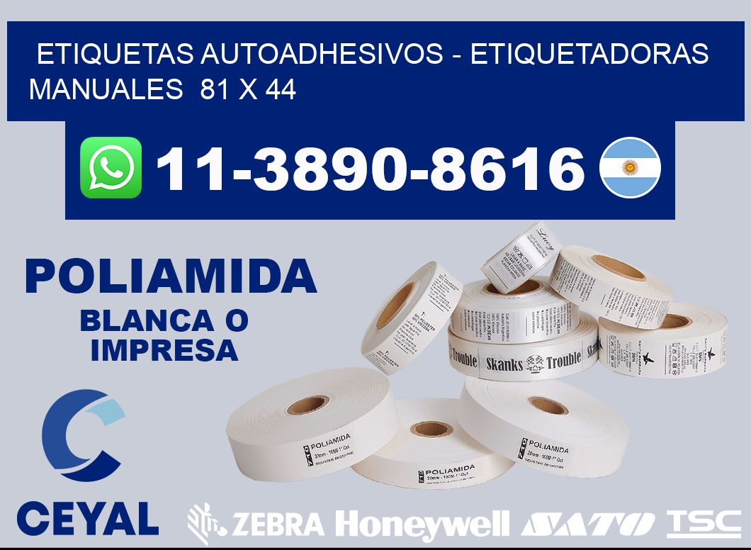 etiquetas autoadhesivos - Etiquetadoras Manuales  81 x 44