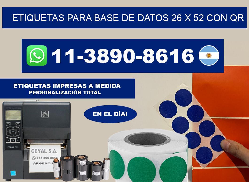 etiquetas para base de datos 26 x 52 con QR