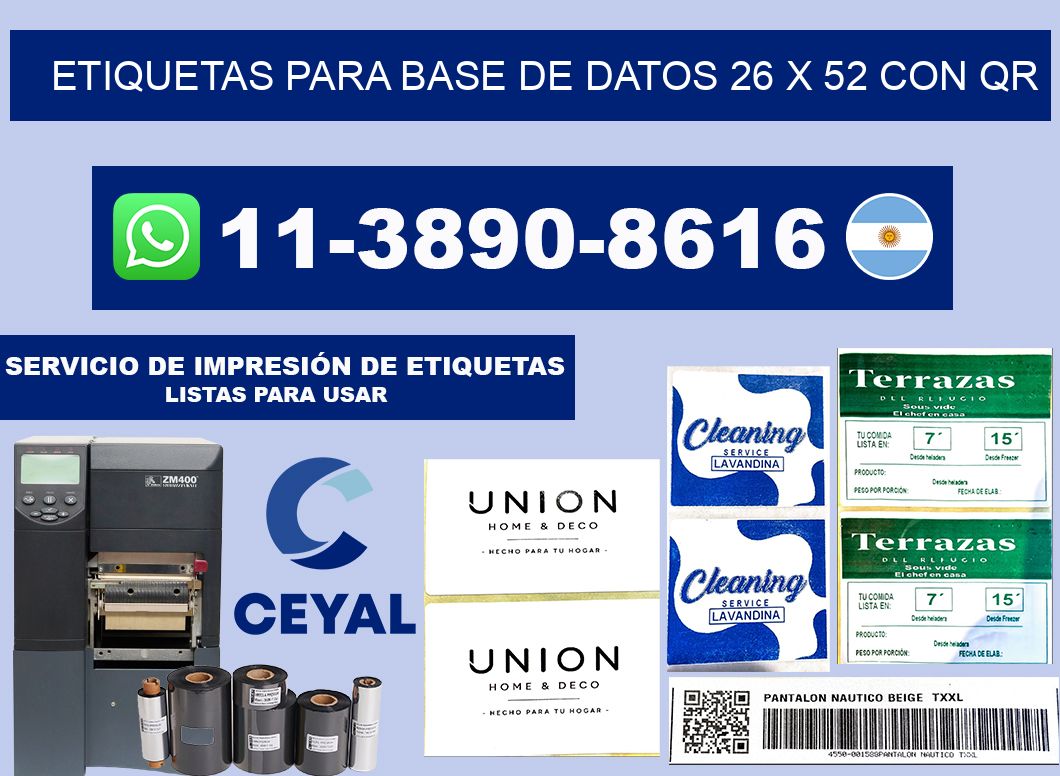 etiquetas para base de datos 26 x 52 con QR