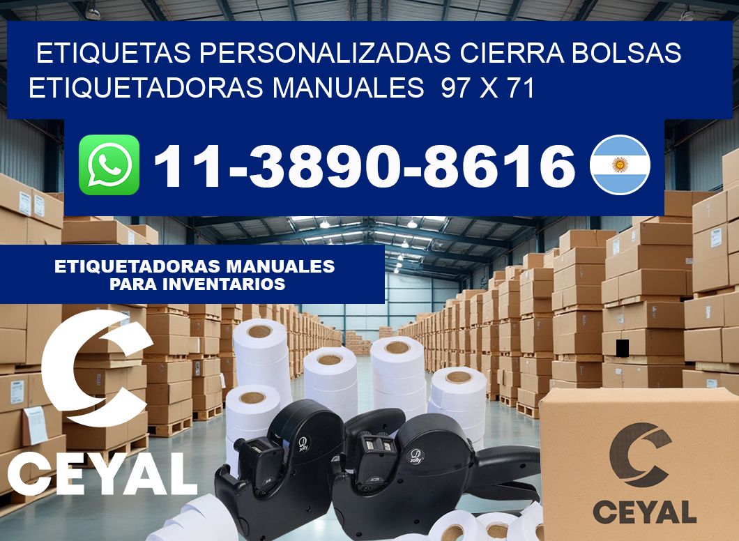 etiquetas personalizadas cierra bolsas  Etiquetadoras Manuales  97 x 71