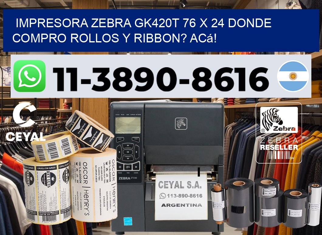 impresora zebra gk420t 76 x 24 Donde compro rollos y ribbon? Acá!