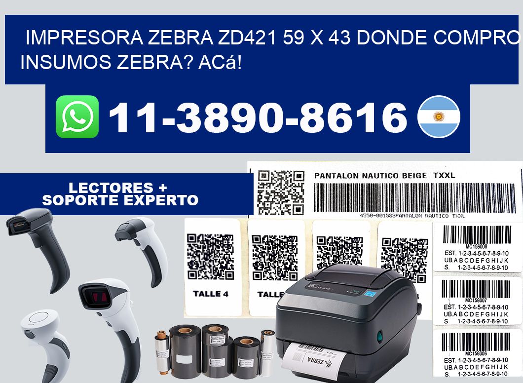 impresora zebra zd421 59 x 43 Donde compro insumos zebra? Acá!