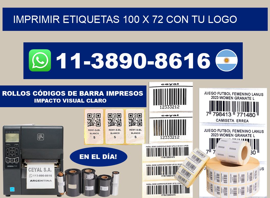 imprimir etiquetas 100 x 72 con tu logo