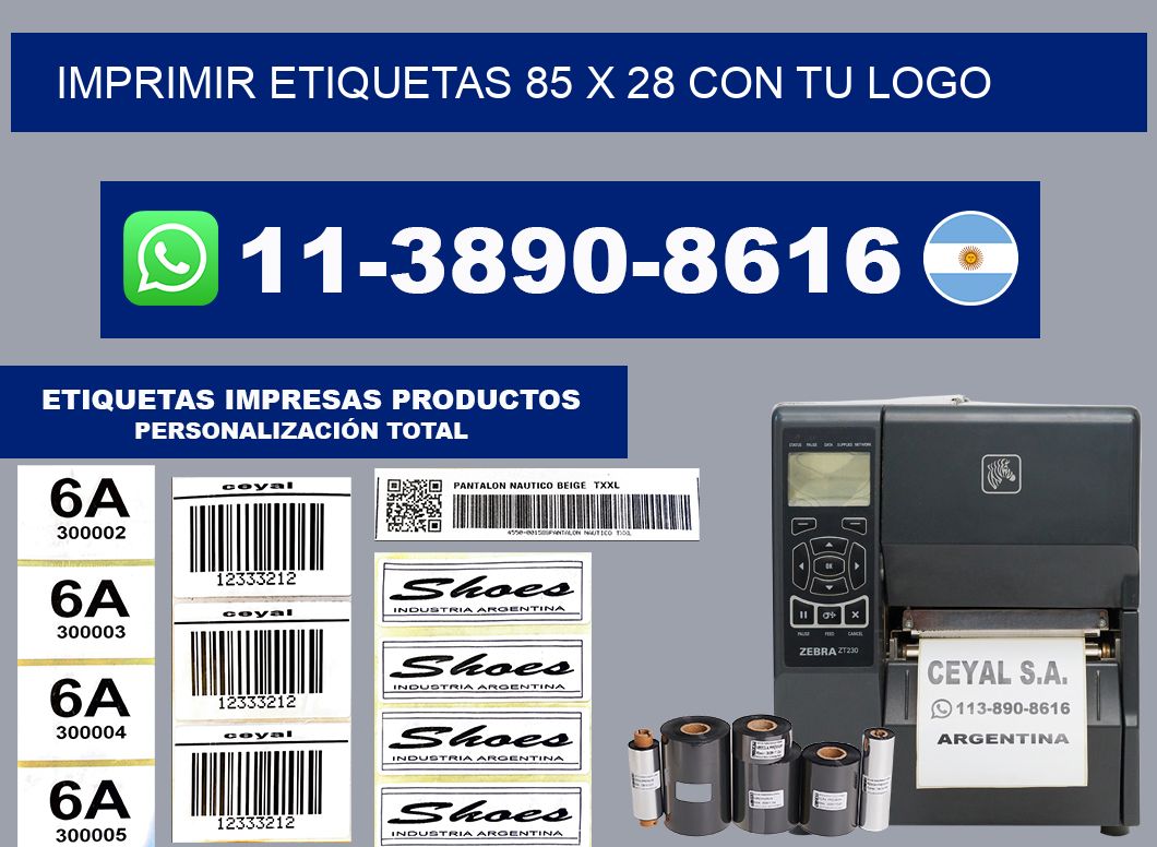 imprimir etiquetas 85 x 28 con tu logo
