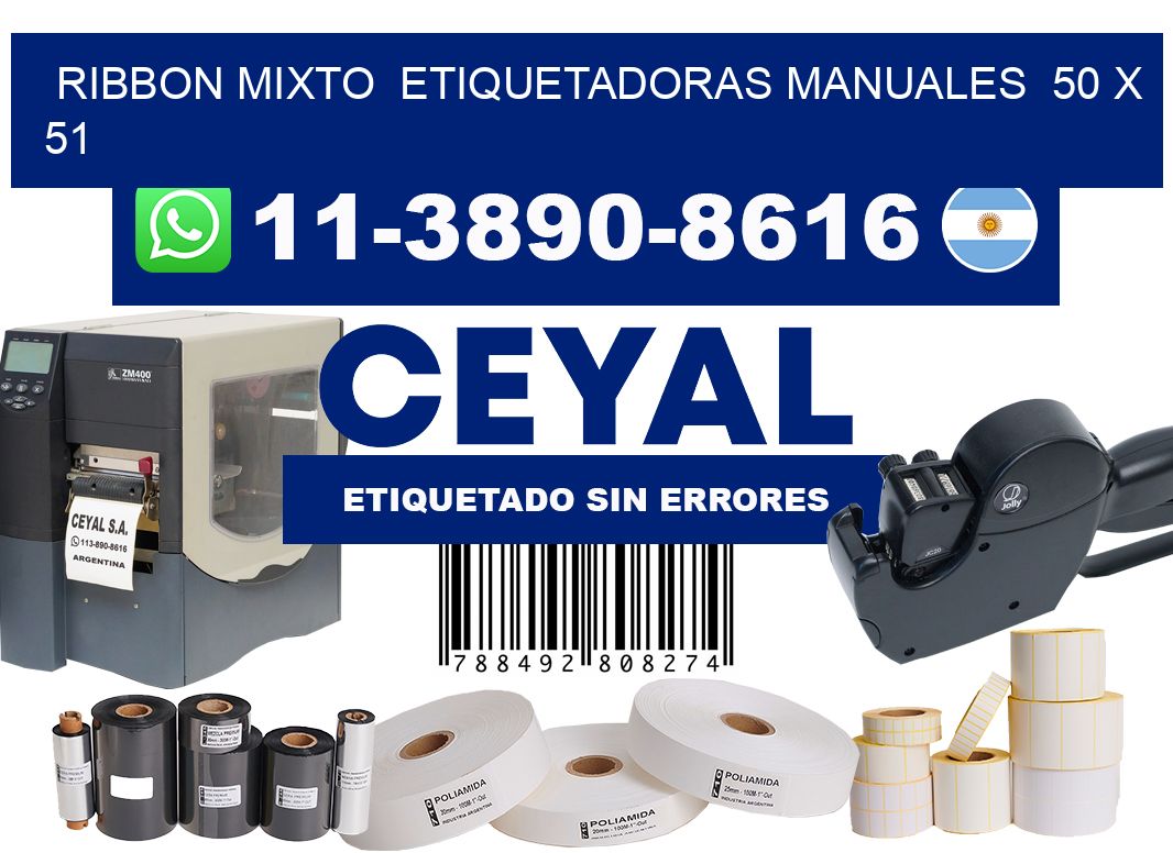 ribbon mixto Etiquetadoras Manuales 50 x 51
