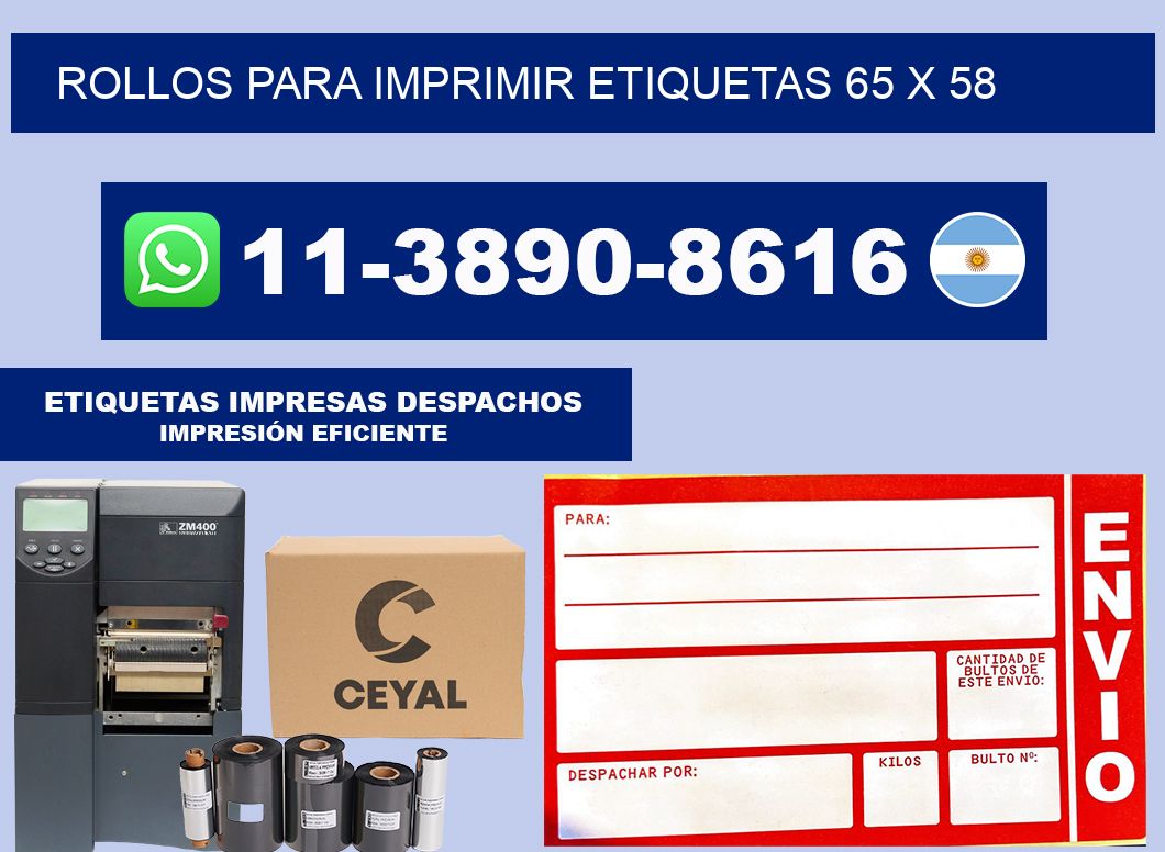 rollos para imprimir etiquetas 65 x 58