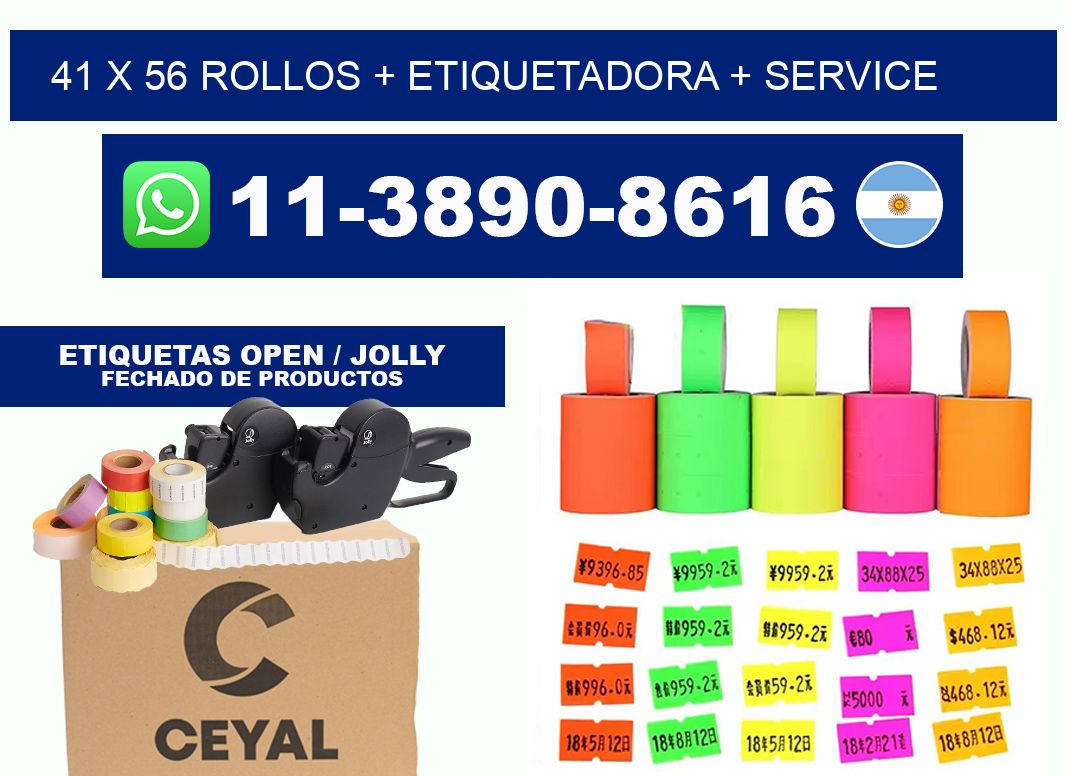 41 x 56 rollos + etiquetadora + service