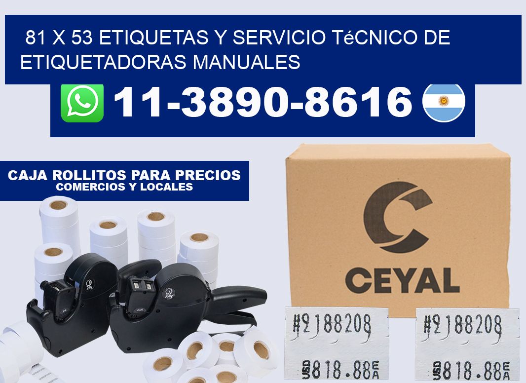 81 x 53 etiquetas y servicio técnico de etiquetadoras manuales