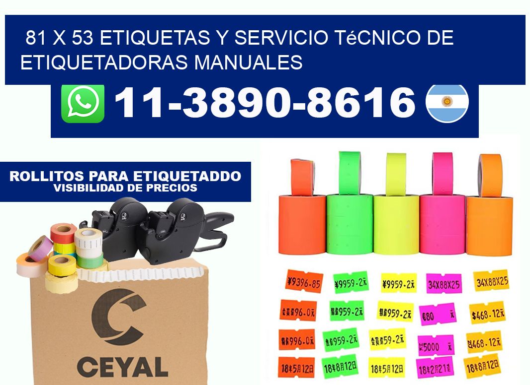 81 x 53 etiquetas y servicio técnico de etiquetadoras manuales