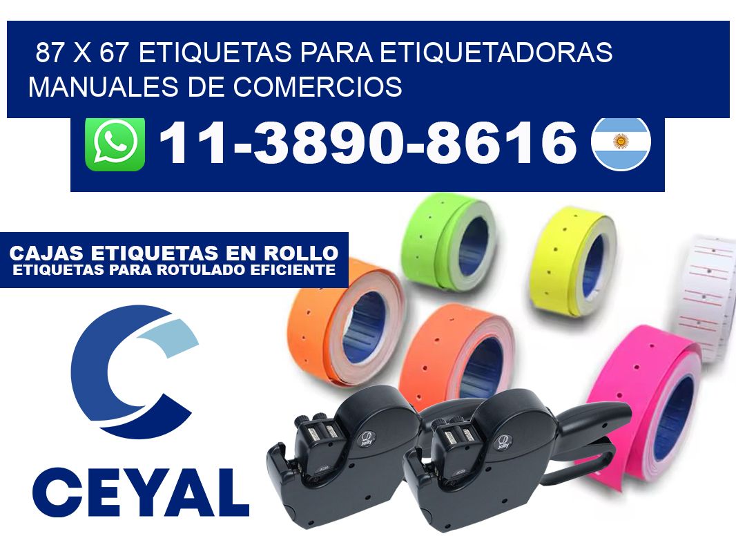 87 x 67 etiquetas para etiquetadoras manuales de comercios