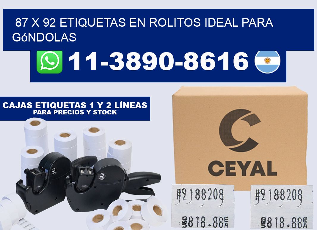 87 x 92 etiquetas en rolitos ideal para góndolas