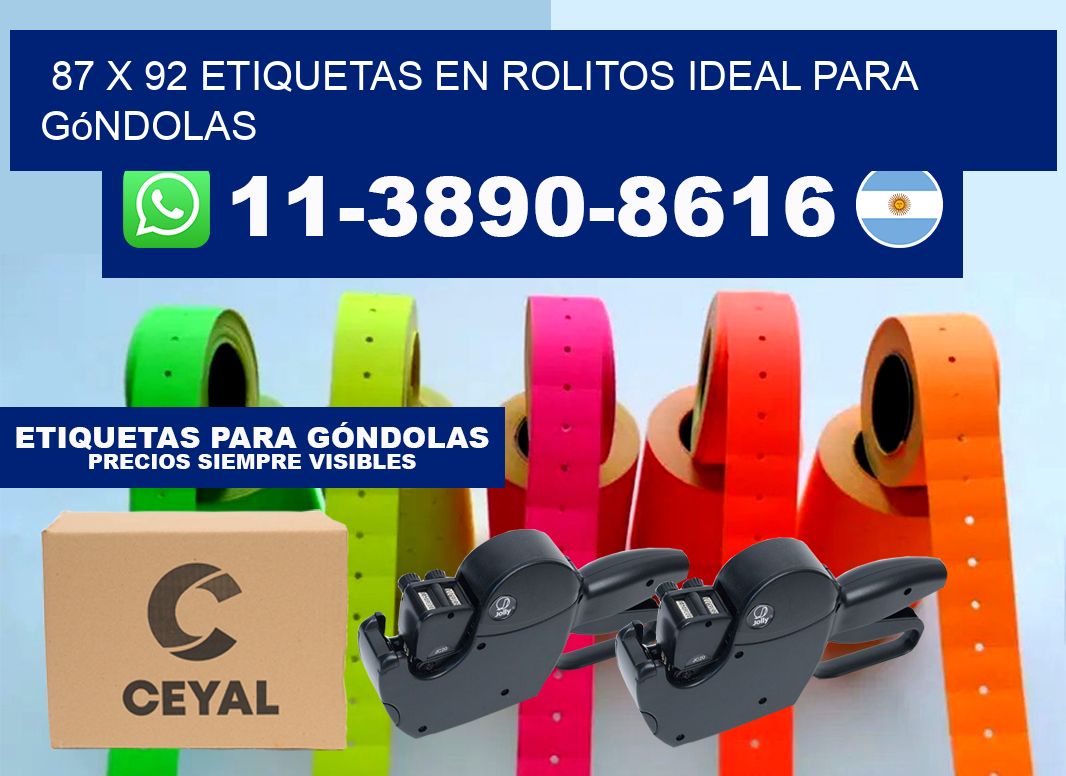 87 x 92 etiquetas en rolitos ideal para góndolas