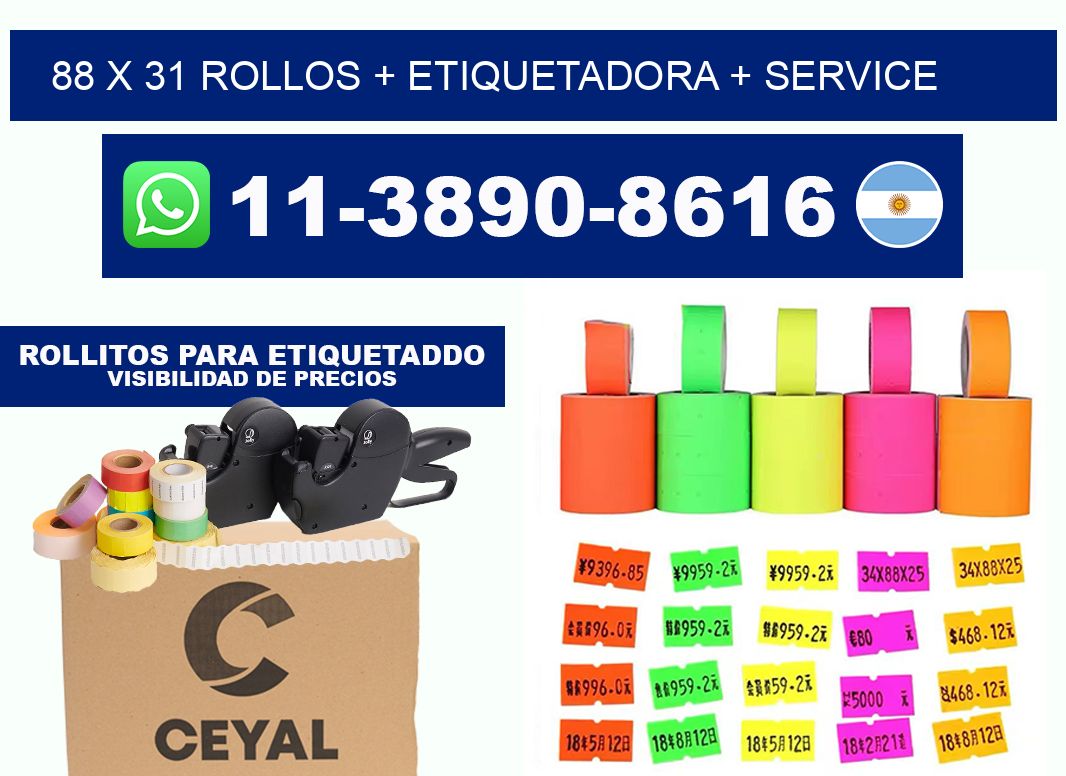 88 x 31 rollos + etiquetadora + service