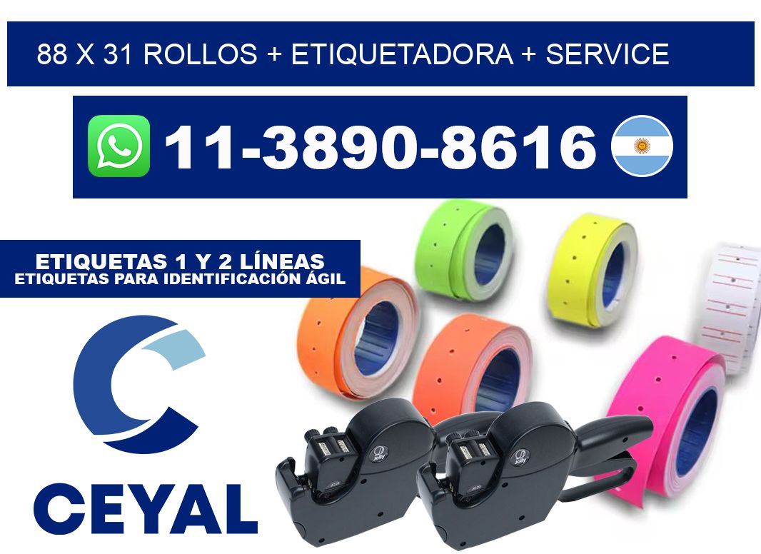 88 x 31 rollos + etiquetadora + service