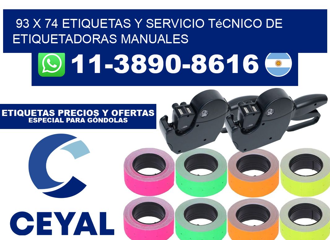93 x 74 etiquetas y servicio técnico de etiquetadoras manuales