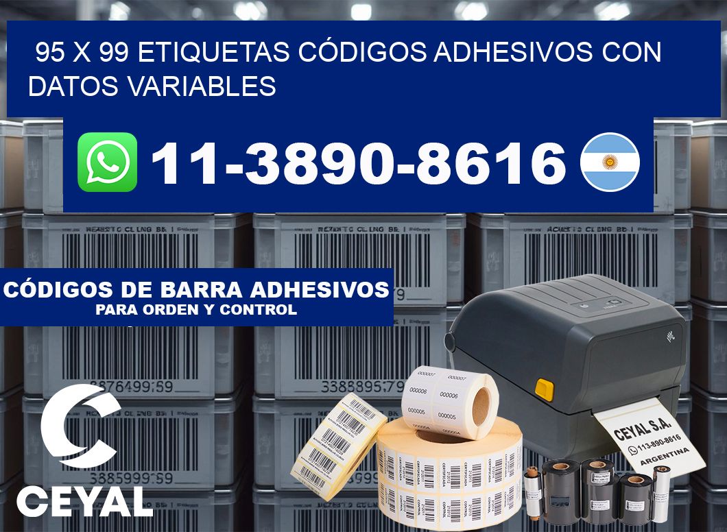 95 x 99 ETIQUETAS CÓDIGOS ADHESIVOS CON DATOS VARIABLES