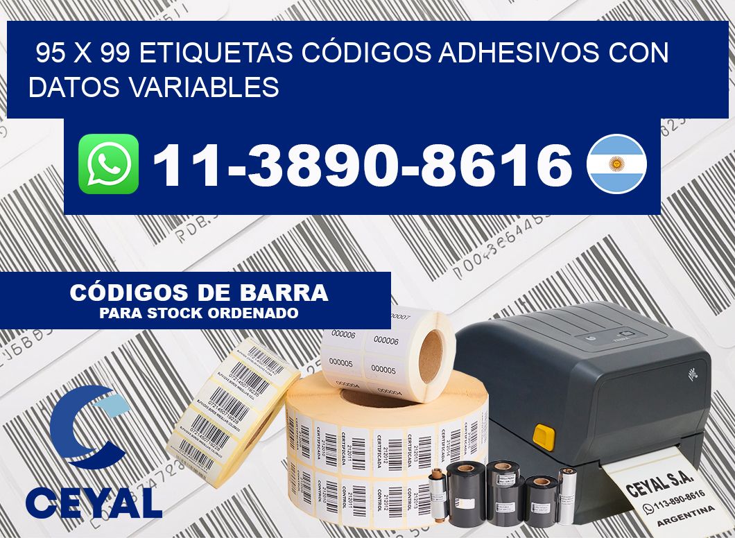 95 x 99 ETIQUETAS CÓDIGOS ADHESIVOS CON DATOS VARIABLES