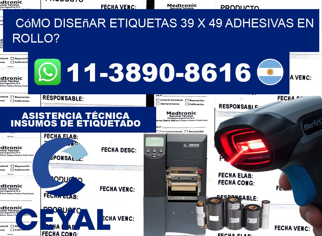 Cómo diseñar etiquetas 39 x 49 adhesivas en rollo?