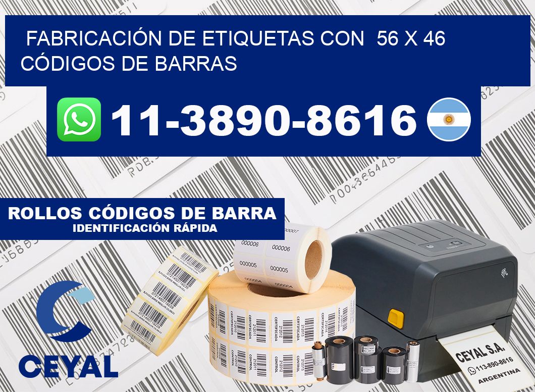 FABRICACIÓN DE ETIQUETAS CON  56 x 46 CÓDIGOS DE BARRAS