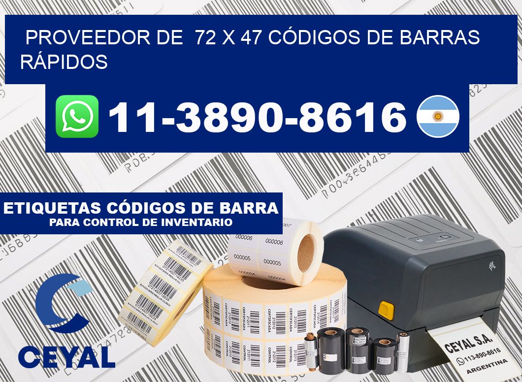 PROVEEDOR DE  72 x 47 CÓDIGOS DE BARRAS RÁPIDOS