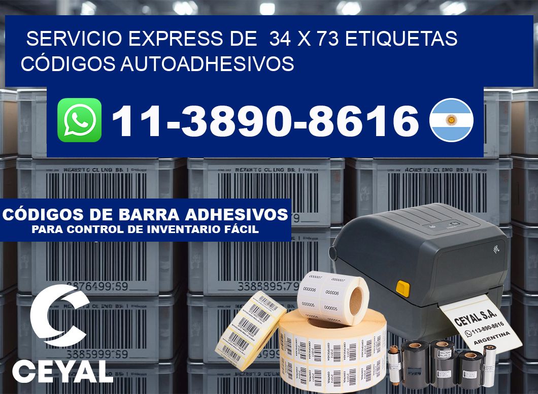 SERVICIO EXPRESS DE  34 x 73 ETIQUETAS CÓDIGOS AUTOADHESIVOS